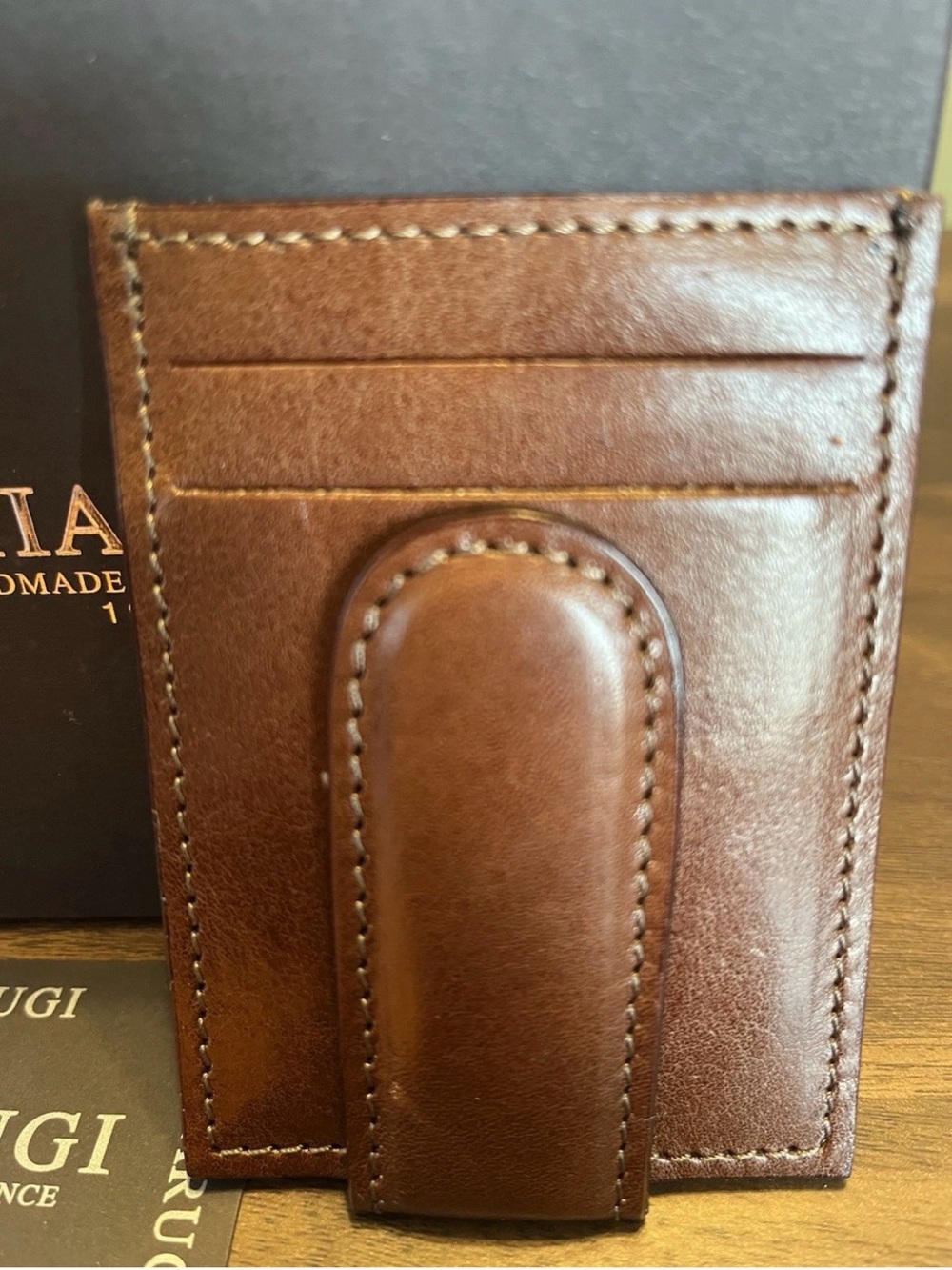 Brown Leather Money Clip - Crafted in Florence - Picture 3 of 11